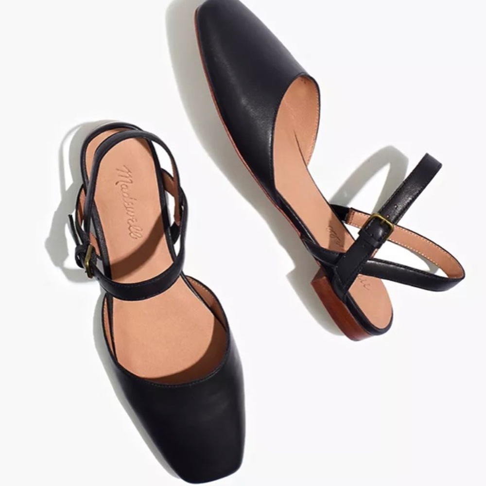 Madewell Jeanne sling back leather flats.